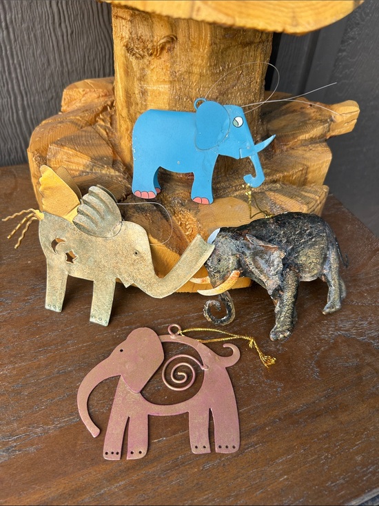 Handmade Other - Metal Elephants for Hanging Ornament or Mobile Set of 4